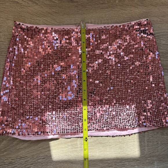 Reformation Saviolla Skirt Low Rise Micro Mini Sequin Sparkle Party in Pink 0 - Picture 10 of 14